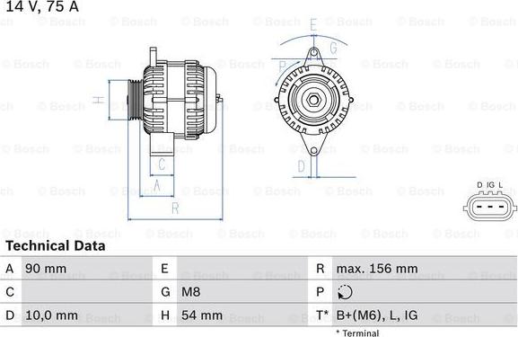 BOSCH 0 986 081 950 - Генератор vvparts.bg