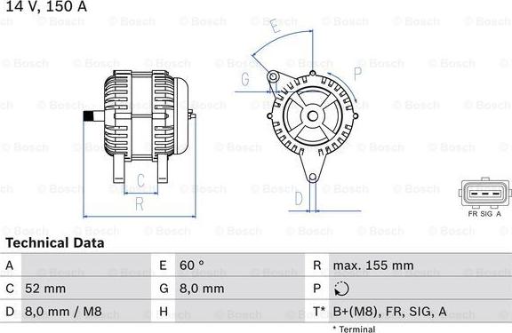 BOSCH 0 986 081 140 - Генератор vvparts.bg