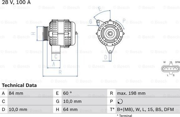 BOSCH 0 986 083 950 - Генератор vvparts.bg