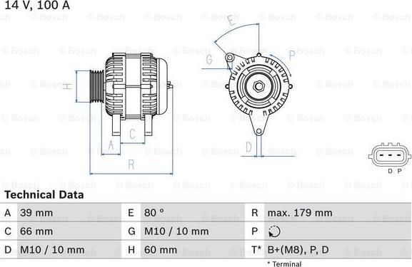 BOSCH 0 986 083 970 - Генератор vvparts.bg