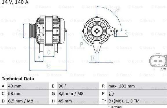 BOSCH 0 986 083 050 - Генератор vvparts.bg