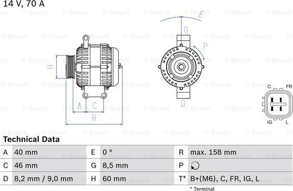 BOSCH 0 986 082 800 - Генератор vvparts.bg