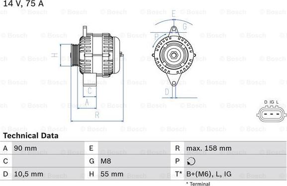 BOSCH 0 986 082 830 - Генератор vvparts.bg