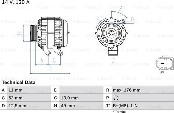 BOSCH 0 986 082 220 - Генератор vvparts.bg