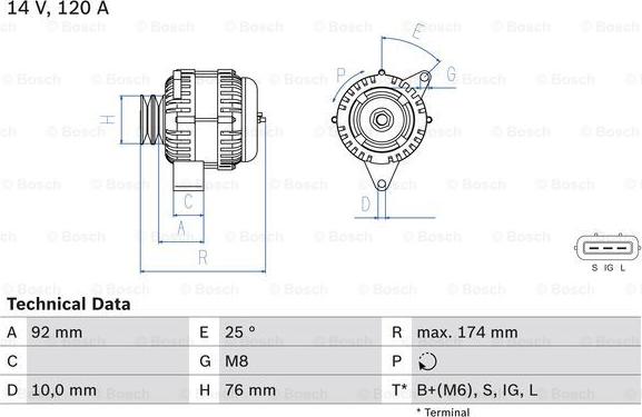 BOSCH 0 986 082 780 - Генератор vvparts.bg