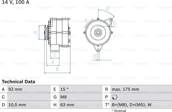 BOSCH 0 986 039 450 - Генератор vvparts.bg