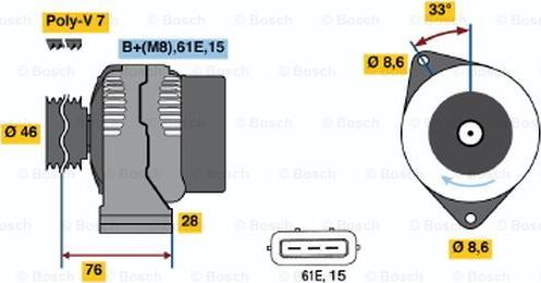 BOSCH 0 986 039 650 - Генератор vvparts.bg