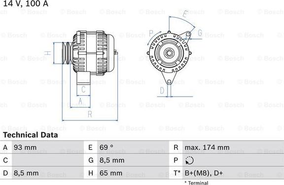 BOSCH 0 986 039 180 - Генератор vvparts.bg