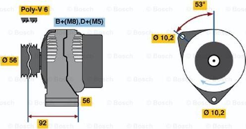 BOSCH 0 986 039 780 - Генератор vvparts.bg