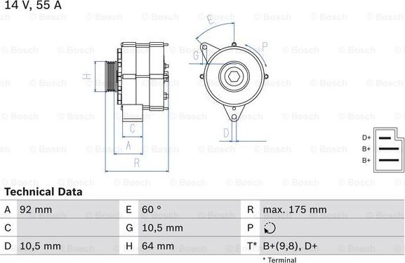 BOSCH 0 986 034 050 - Генератор vvparts.bg