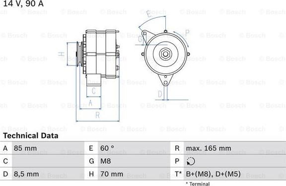 BOSCH 0 986 034 160 - Генератор vvparts.bg