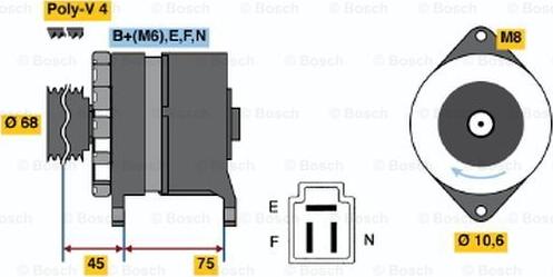 BOSCH 0 986 035 521 - Генератор vvparts.bg