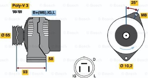 BOSCH 0 986 035 111 - Генератор vvparts.bg