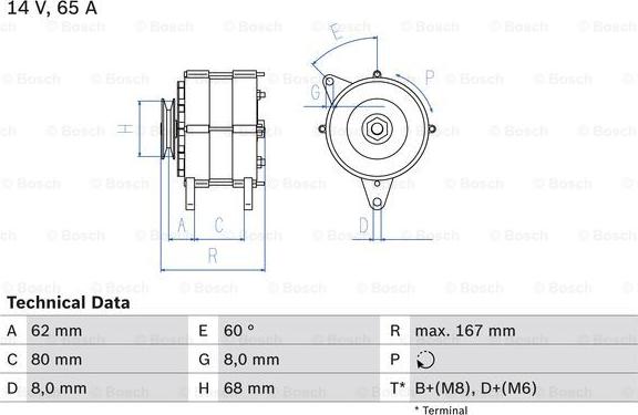 BOSCH 0 986 035 800 - Генератор vvparts.bg