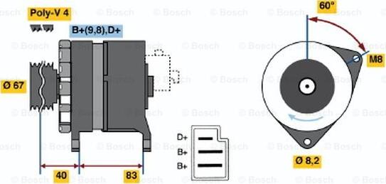 BOSCH 0 986 036 611 - Генератор vvparts.bg