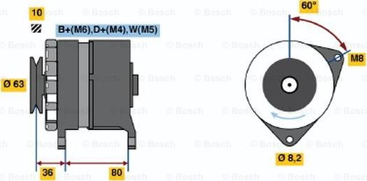 BOSCH 0 986 036 041 - Генератор vvparts.bg