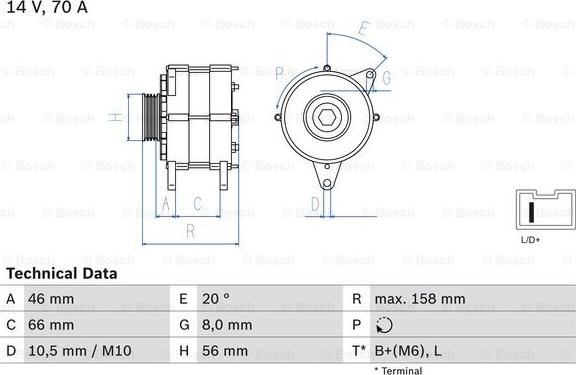 BOSCH 0 986 036 851 - Генератор vvparts.bg