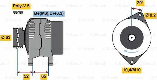 BOSCH 0 986 036 871 - Генератор vvparts.bg