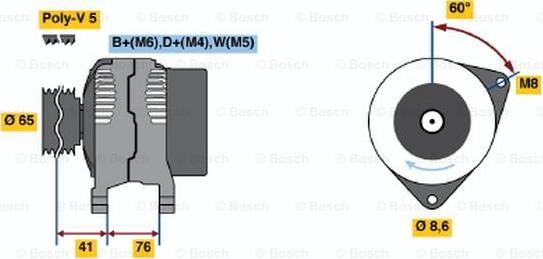 BOSCH 0 986 036 701 - Генератор vvparts.bg