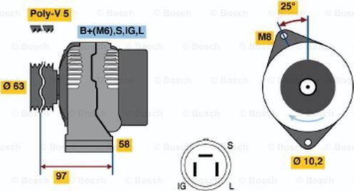 BOSCH 0 986 038 421 - Генератор vvparts.bg