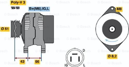 BOSCH 0 986 038 471 - Генератор vvparts.bg