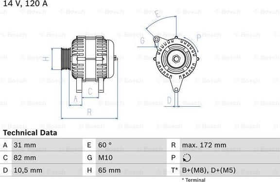 BOSCH 0 986 038 180 - Генератор vvparts.bg