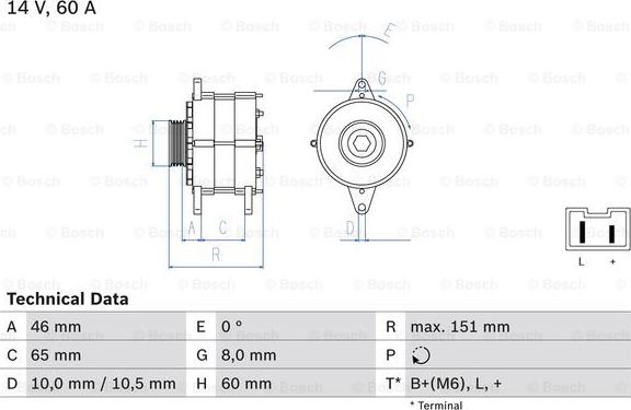 BOSCH 0 986 038 851 - Генератор vvparts.bg