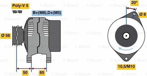 BOSCH 0 986 038 801 - Генератор vvparts.bg