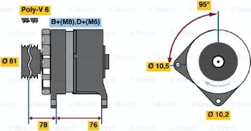 BOSCH 0 986 038 330 - Генератор vvparts.bg