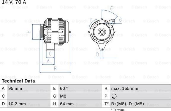 BOSCH 0 986 038 730 - Генератор vvparts.bg