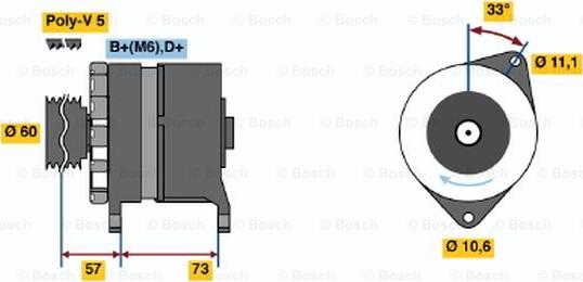 BOSCH 0 986 037 130 - Генератор vvparts.bg