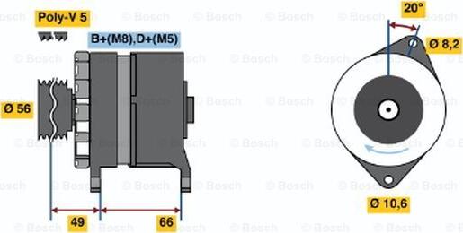 BOSCH 0 986 037 801 - Генератор vvparts.bg