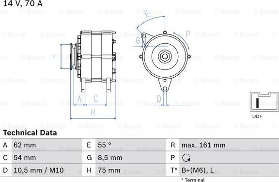 BOSCH 0 986 037 791 - Генератор vvparts.bg