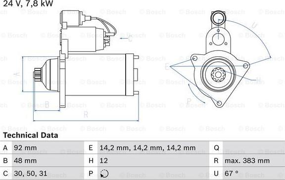 BOSCH 0 986 024 990 - Стартер vvparts.bg