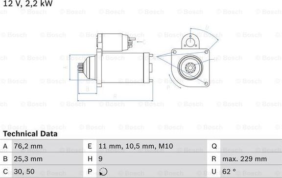 BOSCH 0 986 024 050 - Стартер vvparts.bg