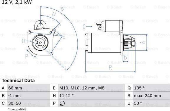 BOSCH 0 986 020 131 - Стартер vvparts.bg