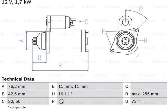 BOSCH 0 986 020 280 - Стартер vvparts.bg