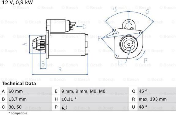 BOSCH 0 986 021 970 - Стартер vvparts.bg