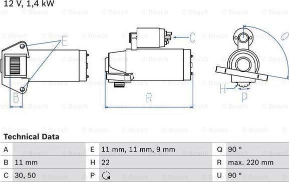 BOSCH 0 986 022 561 - Стартер vvparts.bg