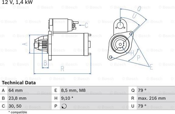 BOSCH 0 986 022 730 - Стартер vvparts.bg