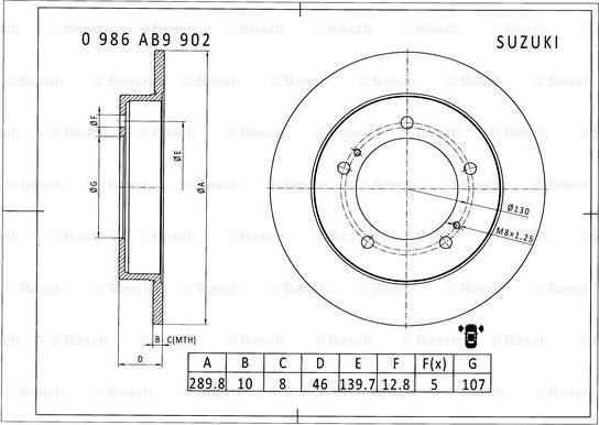 BOSCH 0 986 AB9 902 - Спирачен диск vvparts.bg