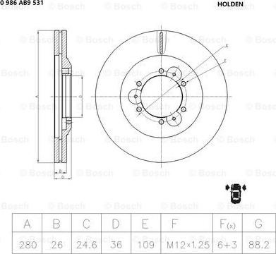 BOSCH 0 986 AB9 531 - Спирачен диск vvparts.bg