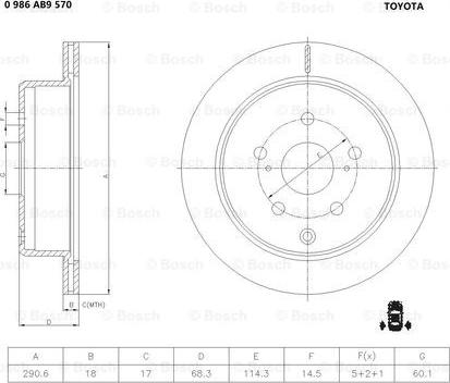 BOSCH 0 986 AB9 570 - Спирачен диск vvparts.bg