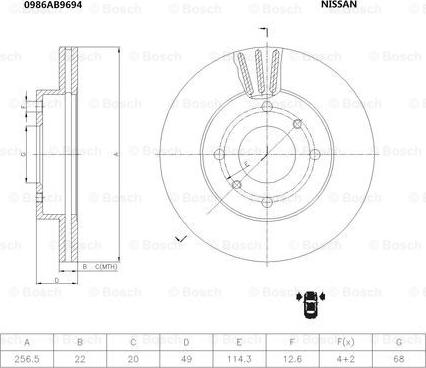 BOSCH 0 986 AB9 694 - Спирачен диск vvparts.bg