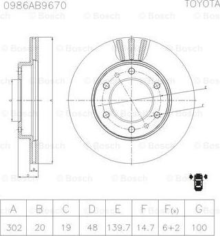 BOSCH 0 986 AB9 670 - Спирачен диск vvparts.bg