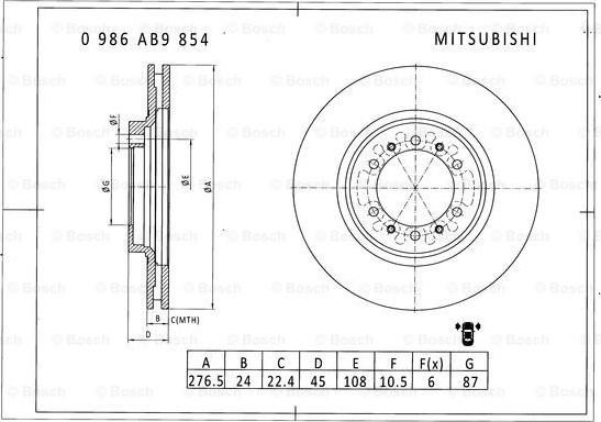 BOSCH 0 986 AB9 854 - Спирачен диск vvparts.bg