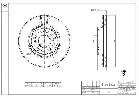 BOSCH 0 986 AB9 853 - Спирачен диск vvparts.bg