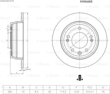 BOSCH 0 986 AB5 978 - Спирачен диск vvparts.bg