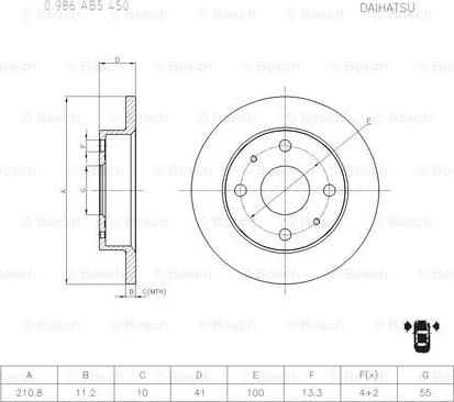 BOSCH 0 986 AB5 450 - Спирачен диск vvparts.bg