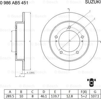 BOSCH 0 986 AB5 451 - Спирачен диск vvparts.bg